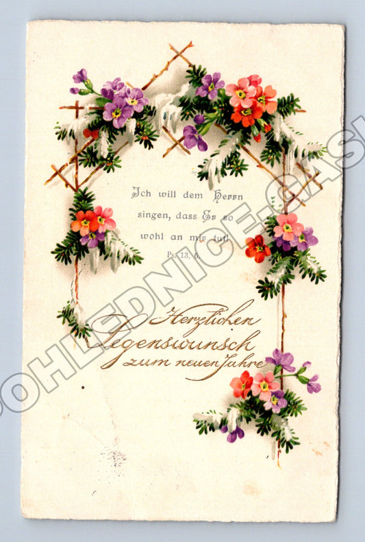 Pohlednice Švýcarsko Novoroční přání květiny 1905 (M33755)