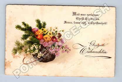 Pohlednice Švýcarsko Vánoční přání s květinami c.1900 (M33765)
