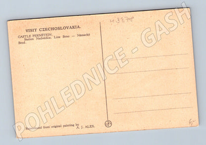 Pohlednice Pernštejn reprodukce malby (M3378)