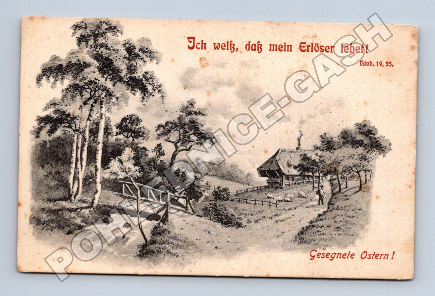 Pohlednice německý velikonoční motiv krajina (M33780)