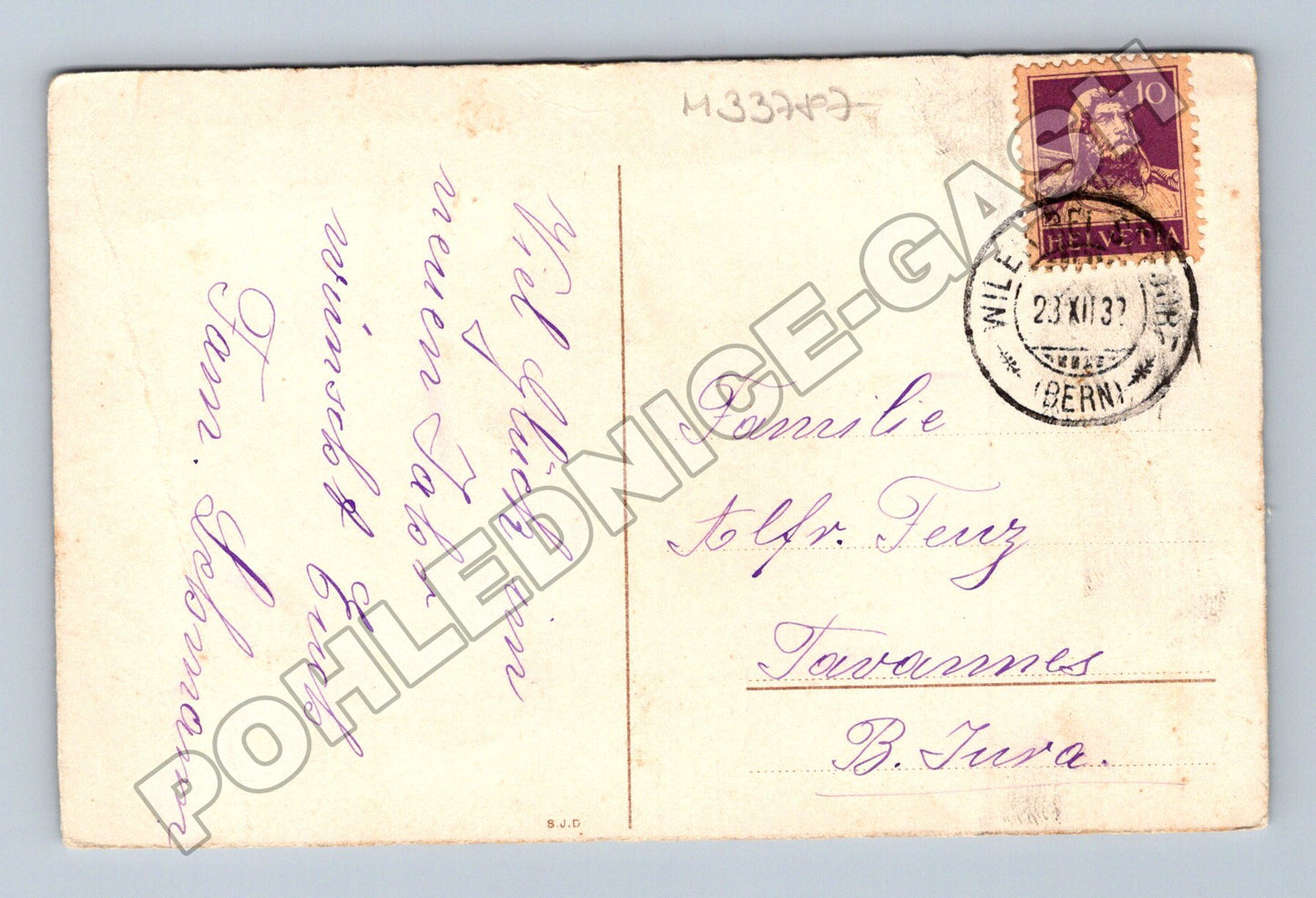 Pohlednice Švýcarsko květiny s náboženským textem 1937 (M33787)