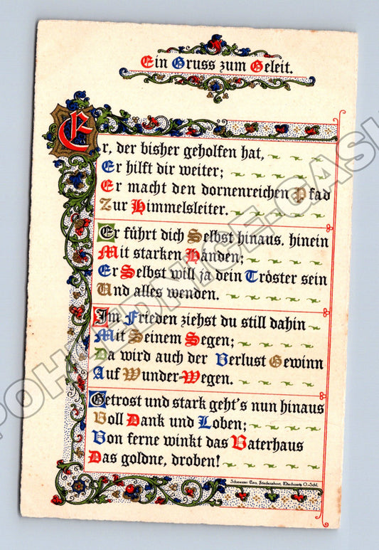 Pohlednice Gruss zum Geleit s básní (M33790)