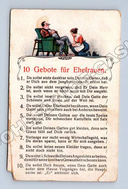 Pohlednice 10 přikázání pro manželky humorný motiv (M33794)