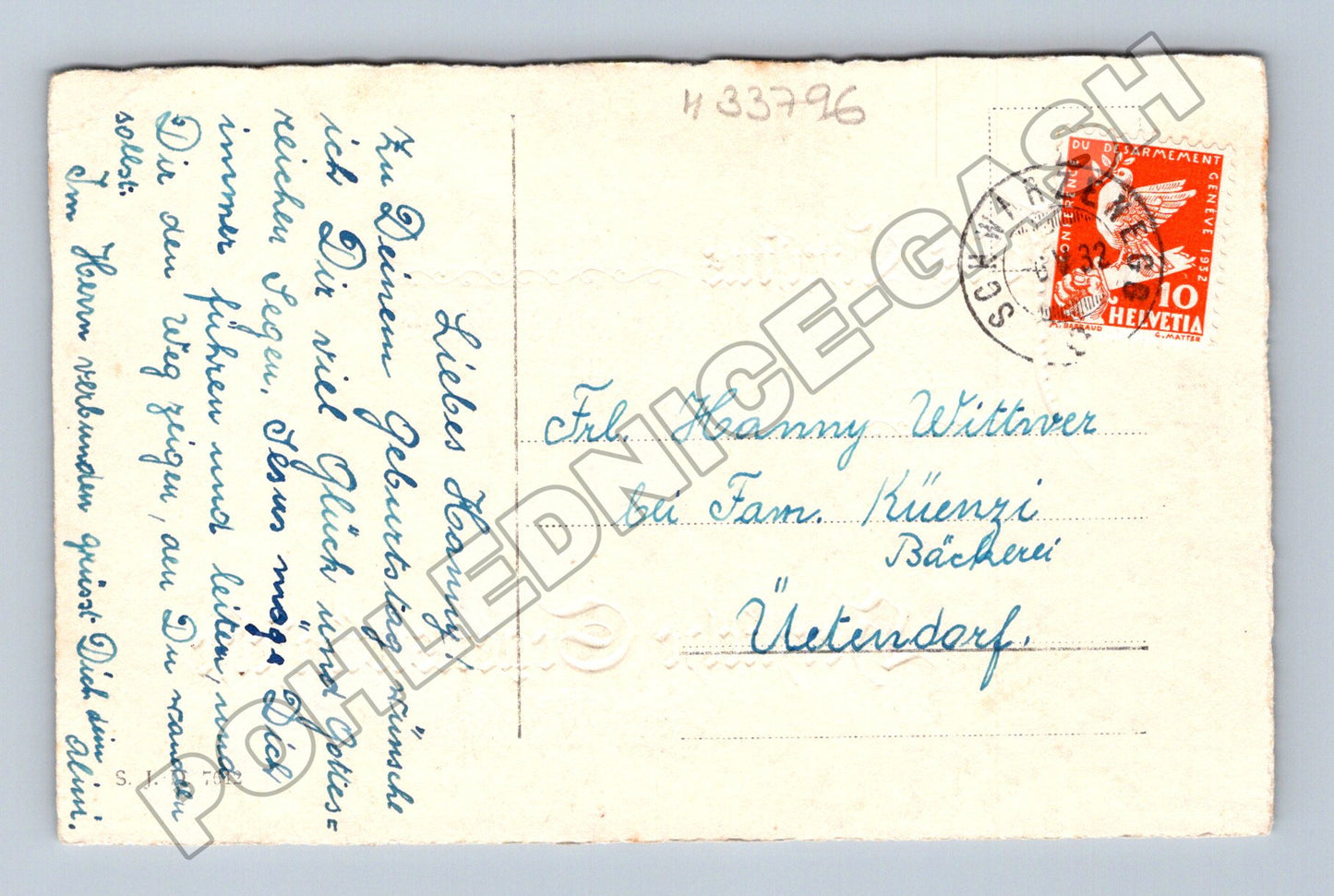 Pohlednice Švýcarsko narozeninové přání 1935 (M33796)
