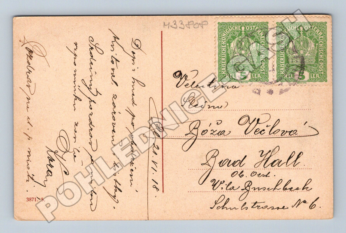 Pohlednice Rakousko červené růže a konvalinky 1918 (M33808)