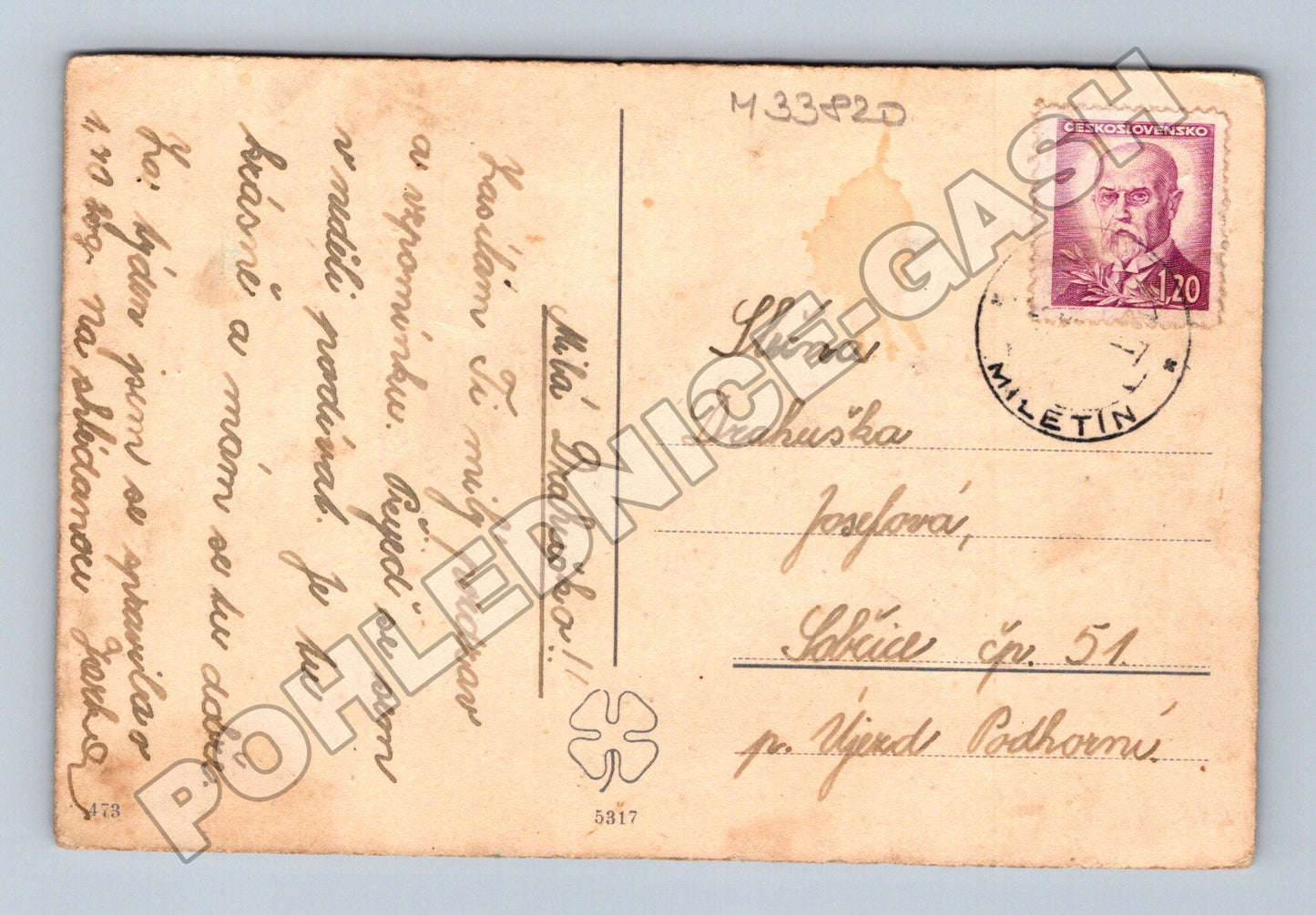 Pohlednice Kytice tulipánů ve váze (M33820)