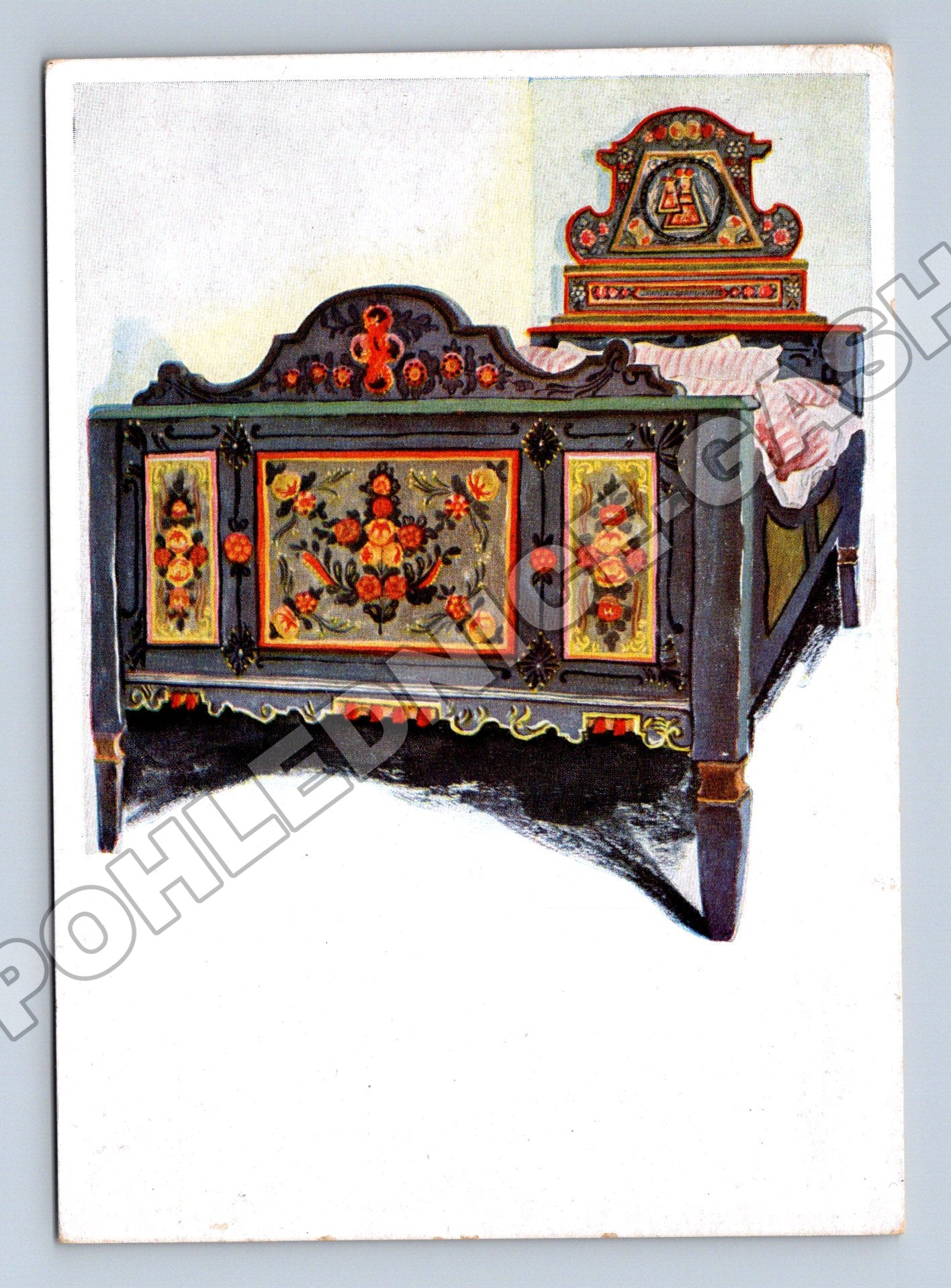 Pohlednice Rakousko malované Bauernbett (M33830)