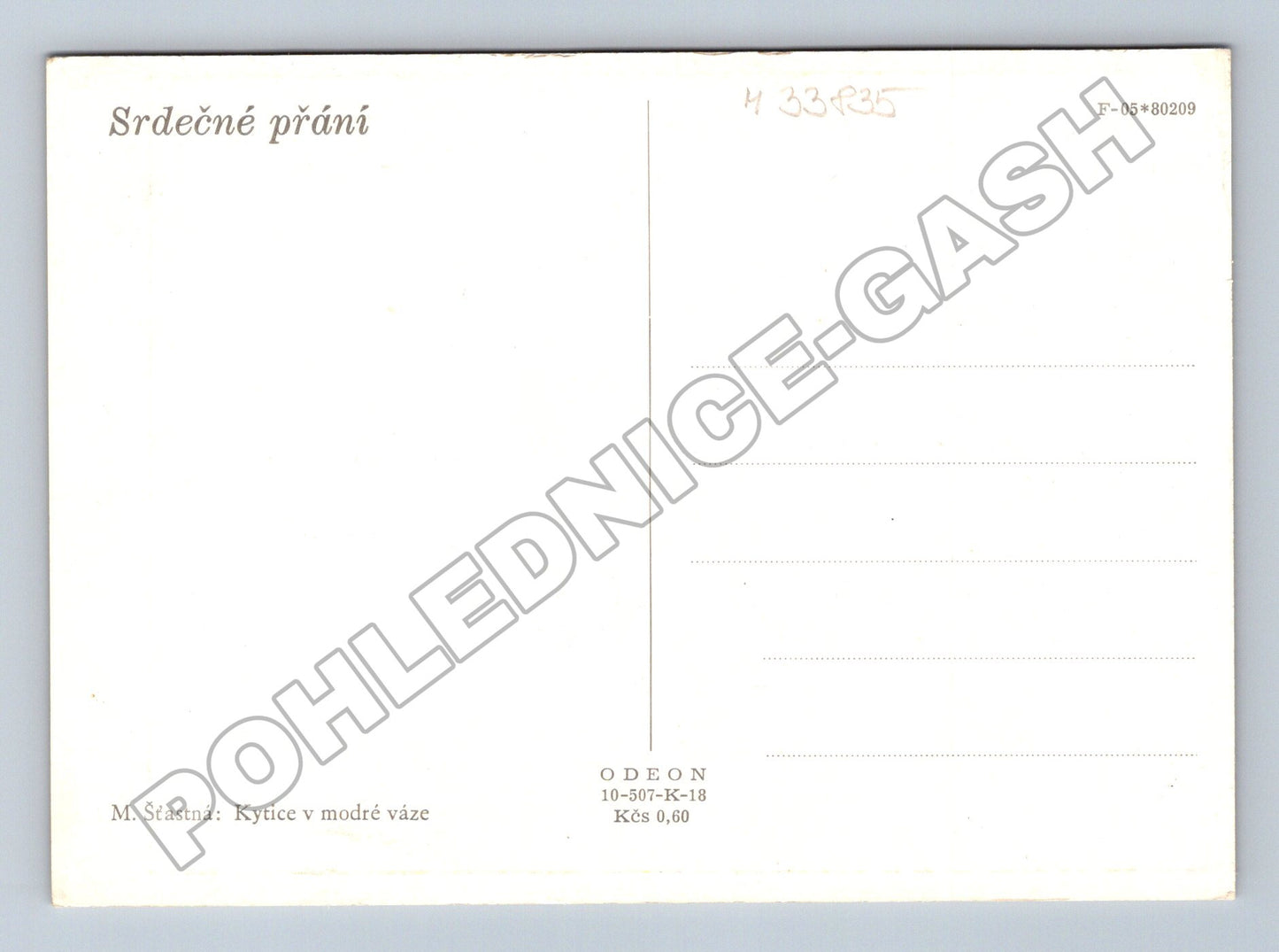 Pohlednice Kytice v modré váze (M33835)