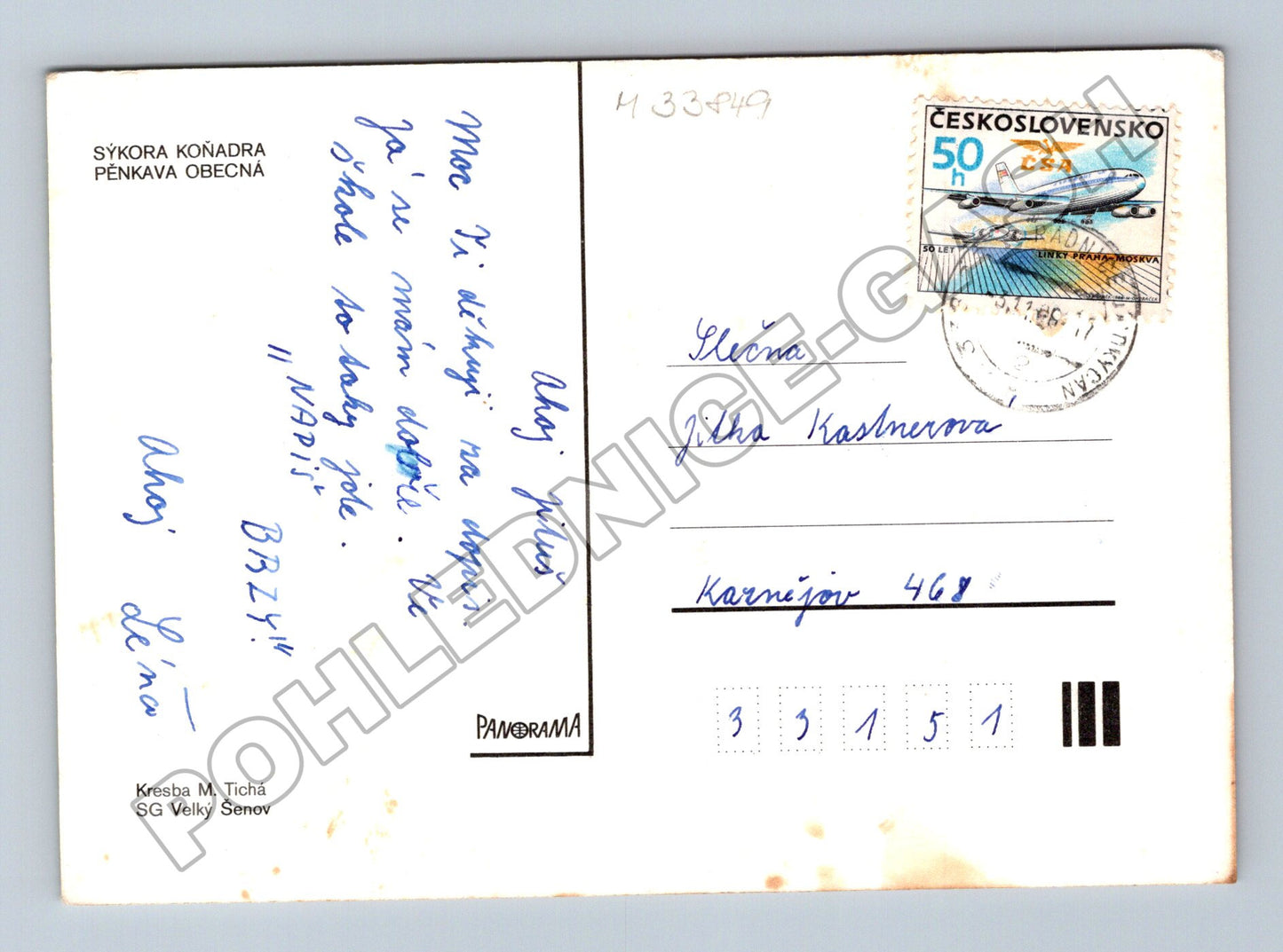 Pohlednice Československo Ptáci Sýkora a Pěnkava 1986 (M33849)