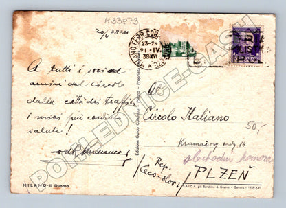 Pohlednice Itálie Milano Duomo s tramvajemi 1938 (M33873)