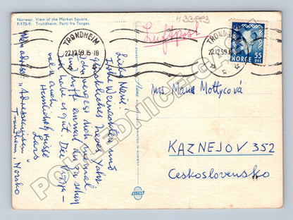 Pohlednice Norsko Trondheim tržiště 1959 (M33883)