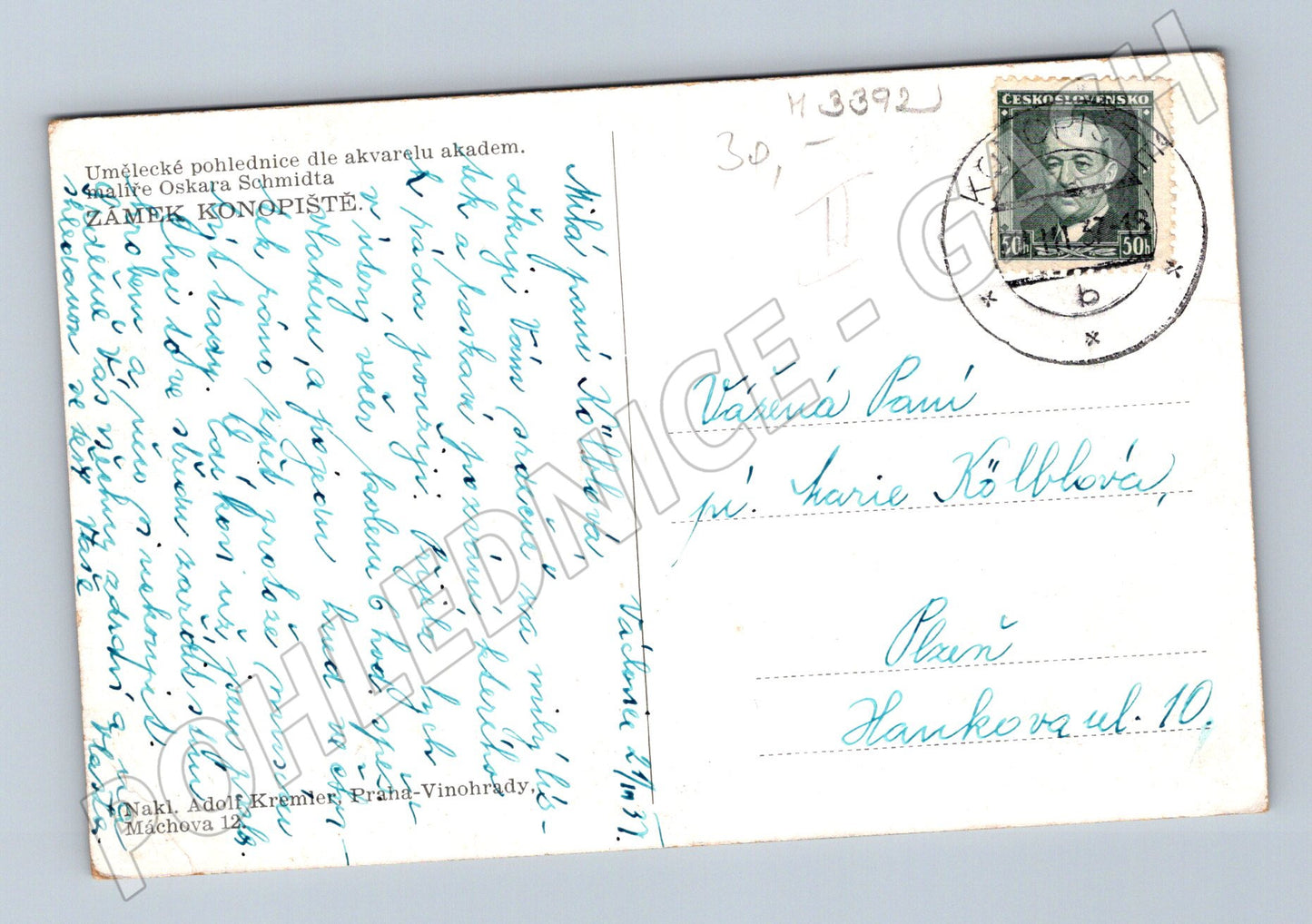 Pohlednice Konopiště O Schmidt ČSR (M3392)