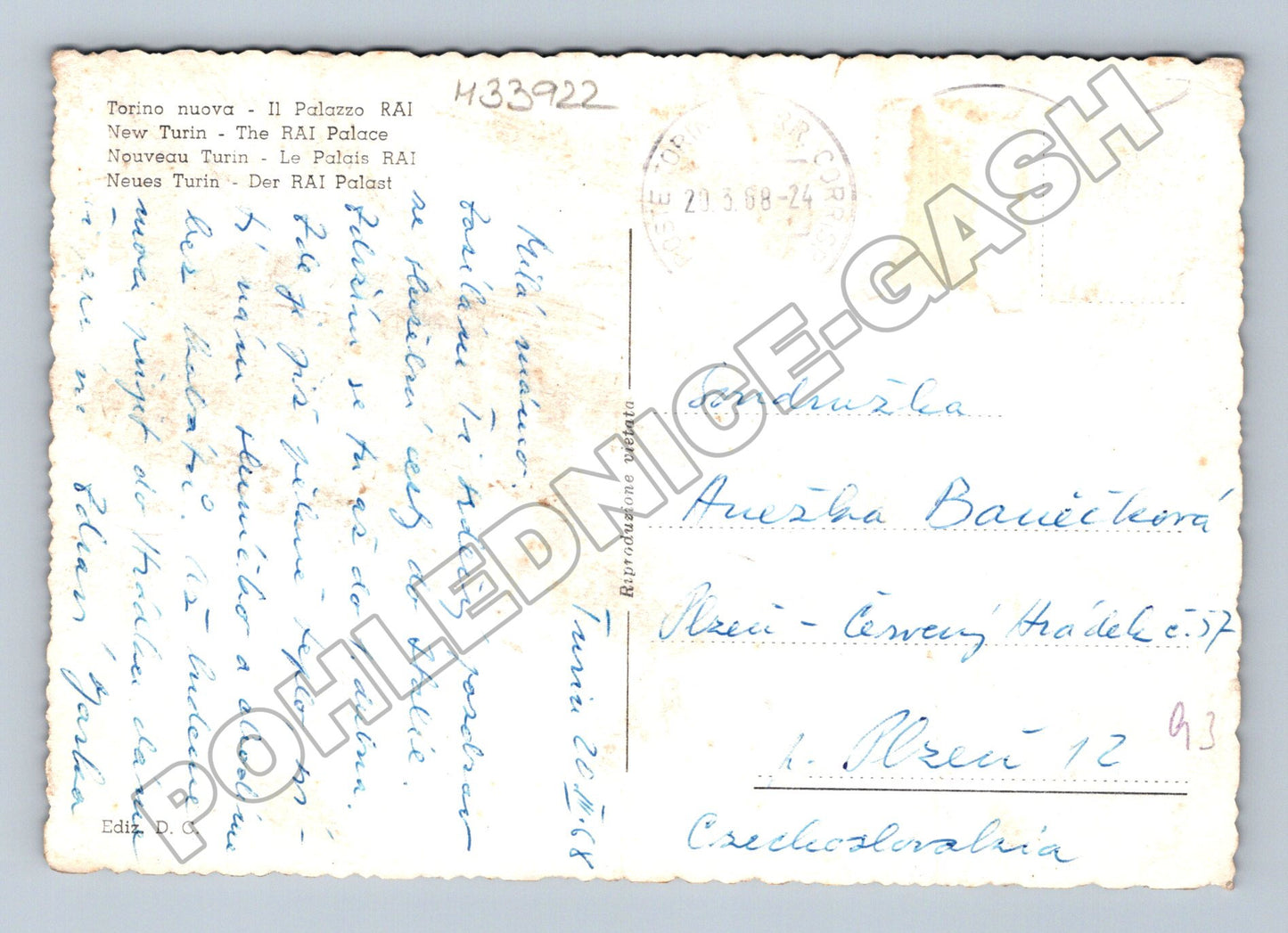 Pohlednice Itálie Turín Palazzo RAI tramvaje 1968 (M33922)