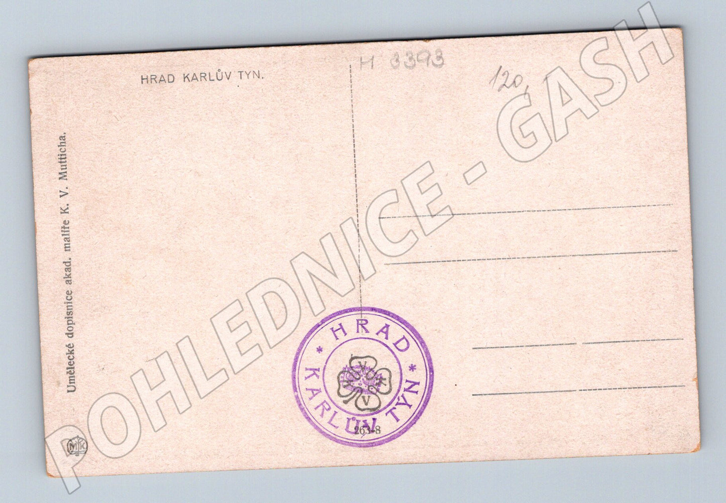 Pohlednice Karlštejn 1930 K V Muttlich (M3393)