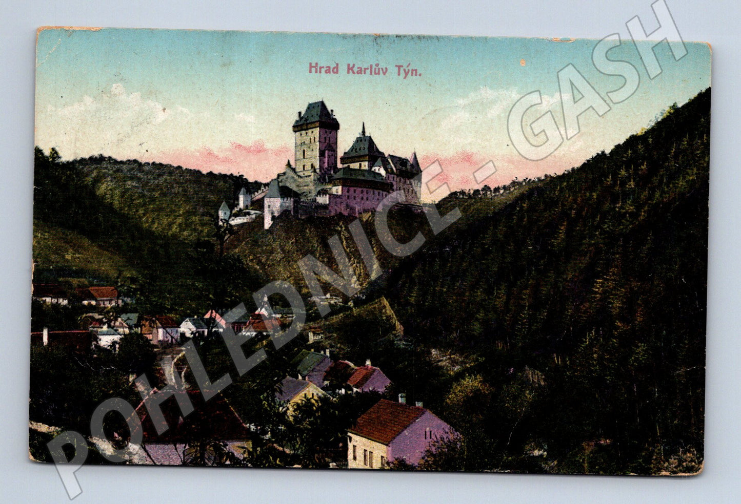 Pohlednice Karlštejn kolorovaný motiv 1926 (M3394)