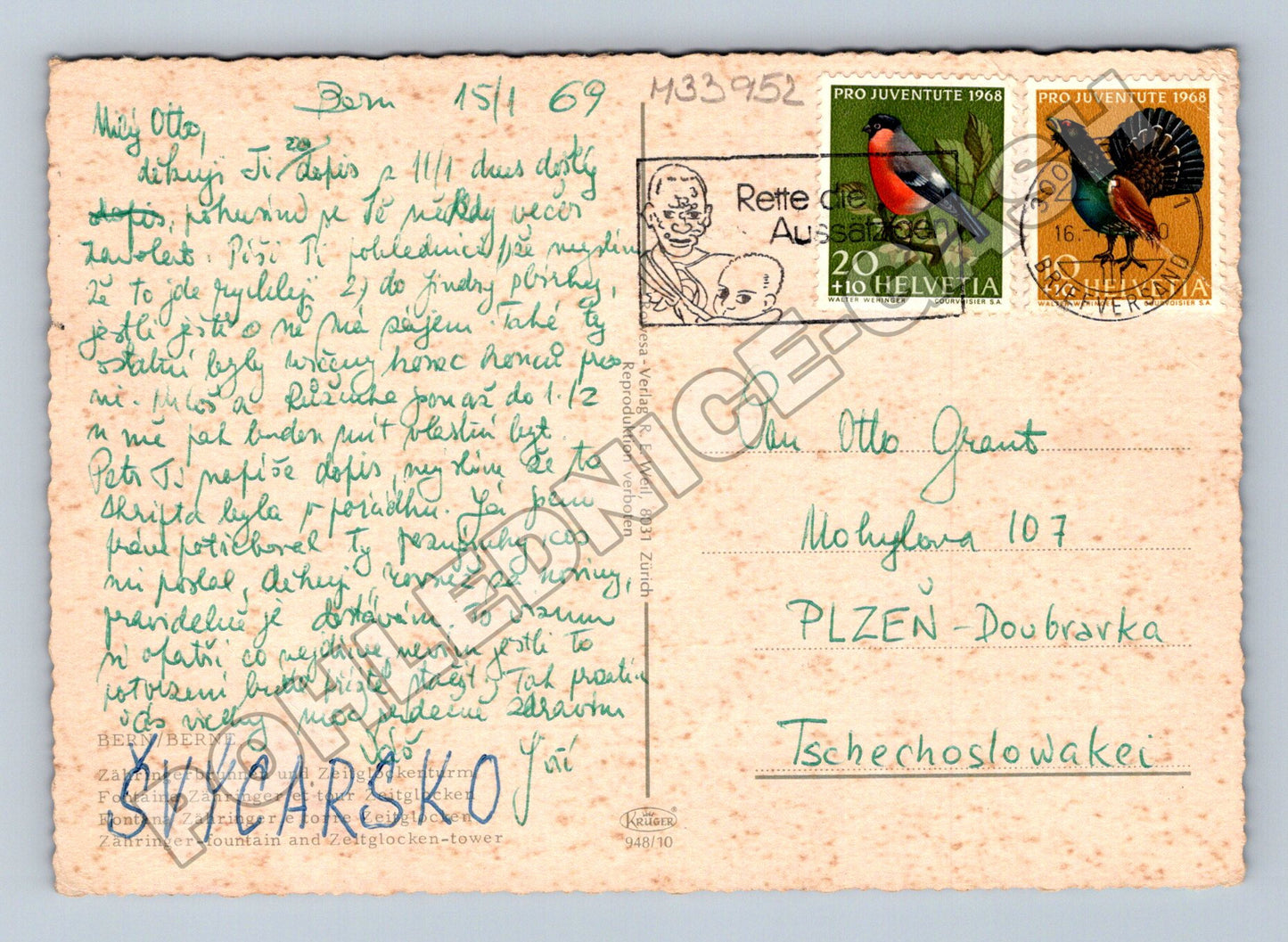 Pohlednice Švýcarsko Bern Zähringerbrunnen Zytglogge 1969 (M33952)