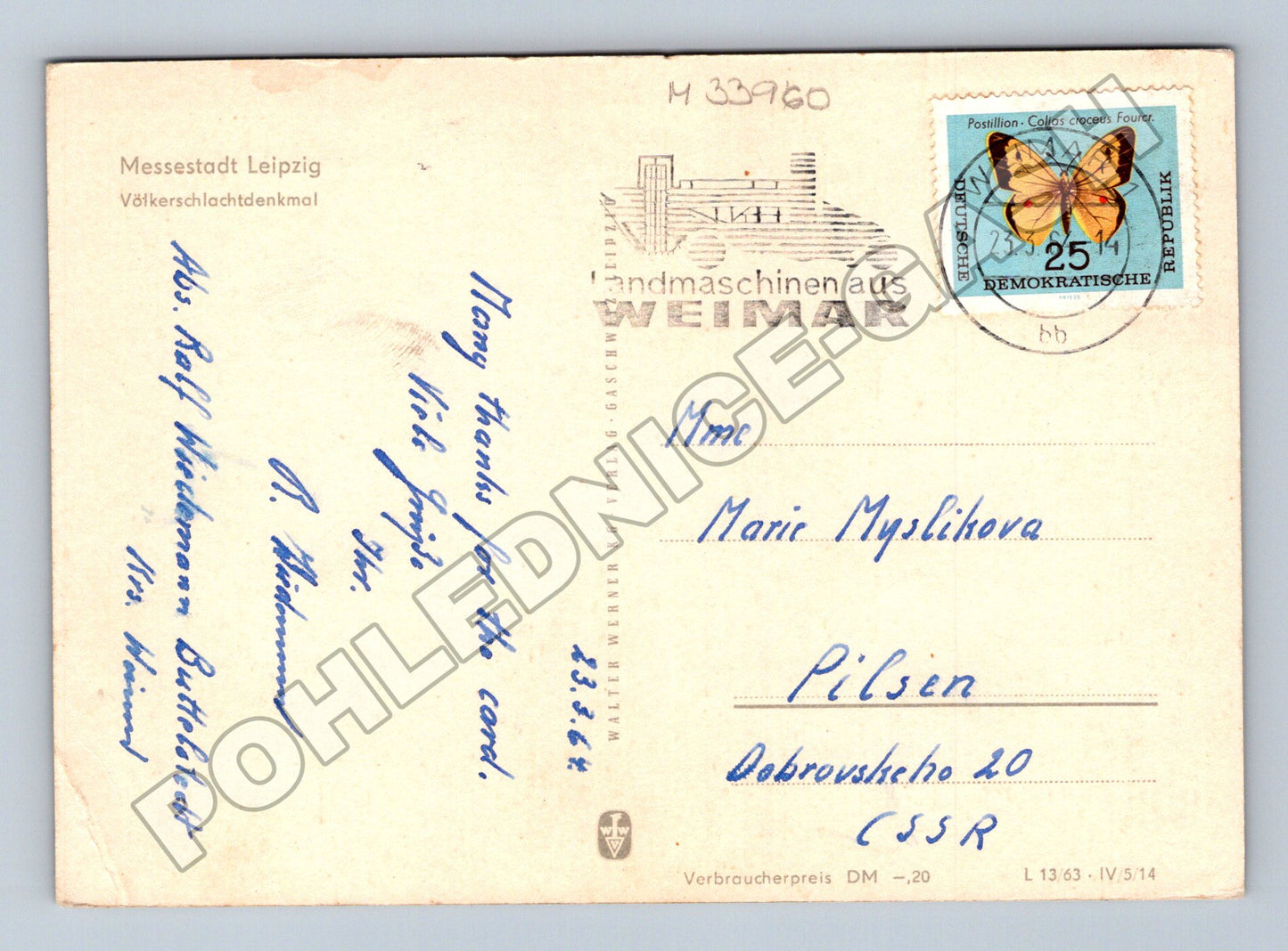 Pohlednice Německo Lipsko Völkerschlachtdenkmal 1964 (M33960)