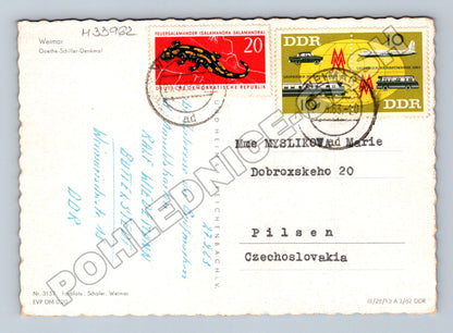 Pohlednice Německo Weimar Goethe-Schiller-Denkmal 1965 (M33962)
