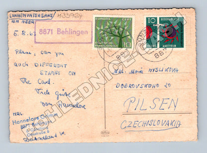 Pohlednice Německo Západ slunce nad mořem 1963 (M33964)