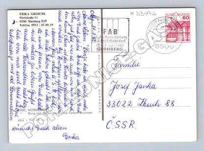 Pohlednice Německo Norimberk hrad Sinwellturm 1980 (M33976)