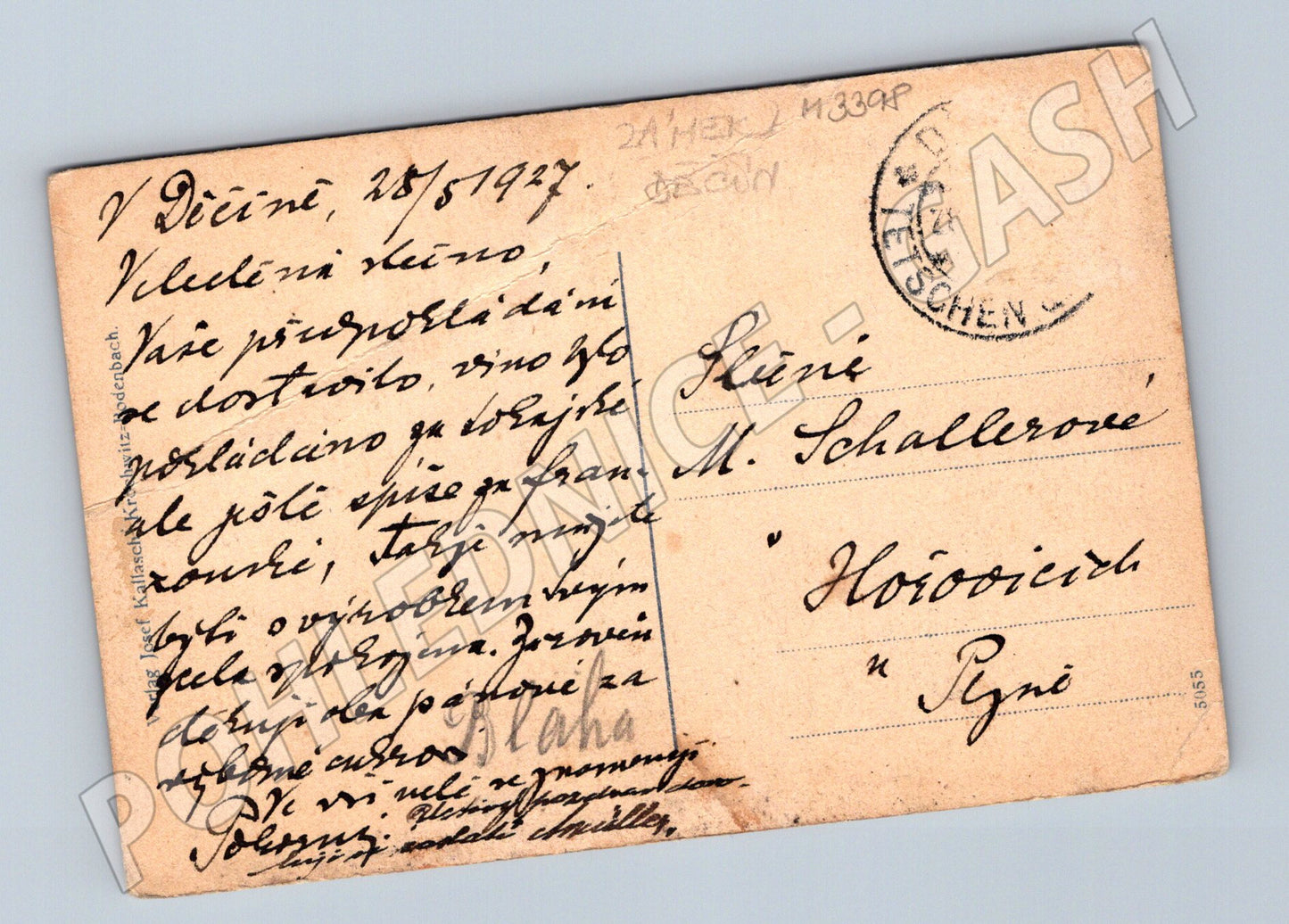 Pohlednice Děčín historický zámek 1927 (M3398)