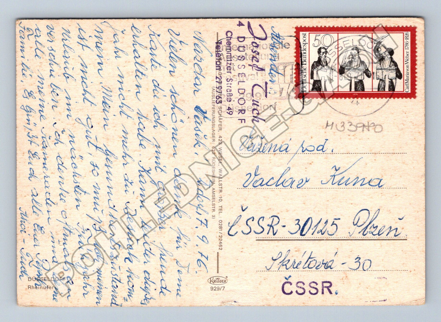 Pohlednice Německo Düsseldorf řeka Rýn 1976 (M33980)