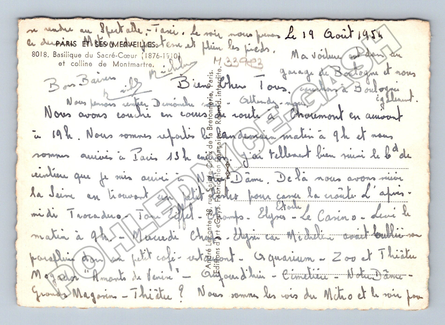 Pohlednice Francie Paříž Sacré-Cœur 1954 (M33983)