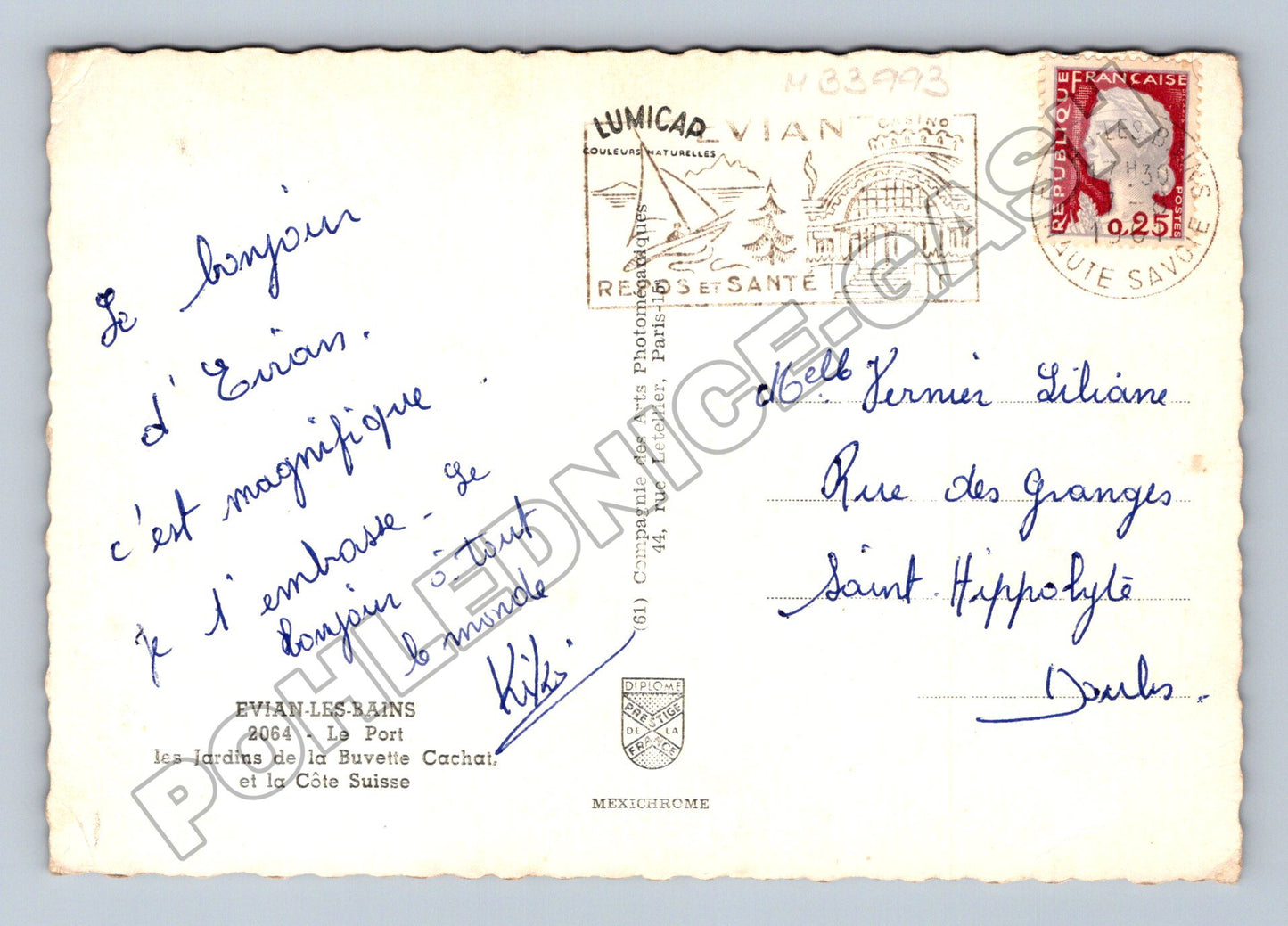 Pohlednice Francie Evian-les-Bains přístav 1958 (M33993)