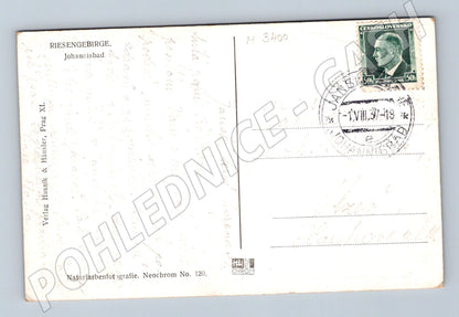 Pohlednice Krkonoše Janské Lázně kostel 1937 (M3400)