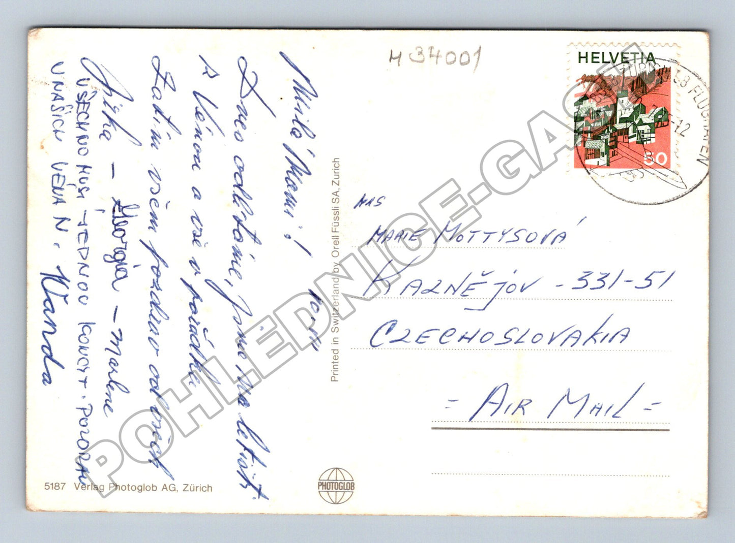 Pohlednice Švýcarsko Zürich 1973 (M34001)