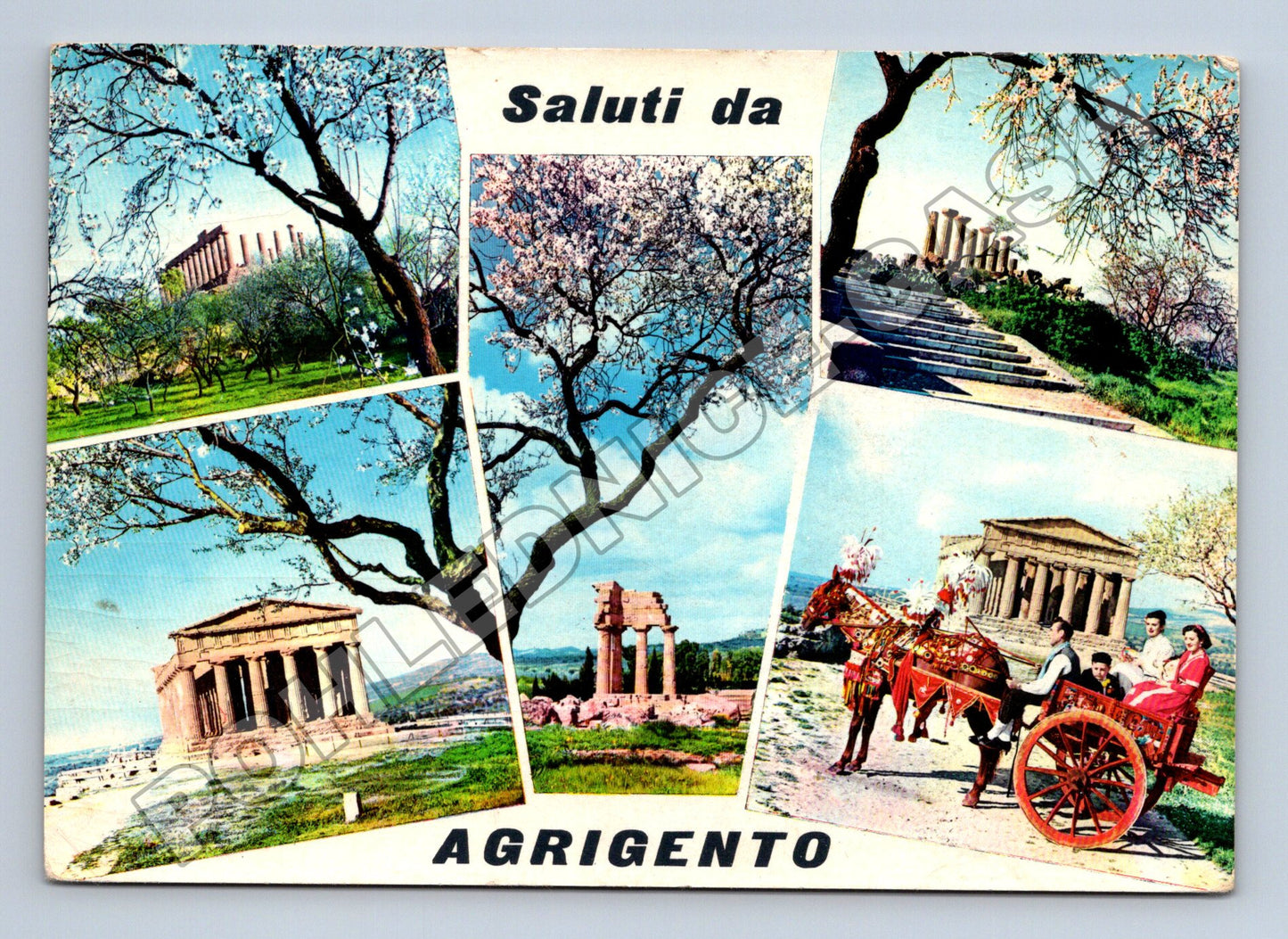 Pohlednice Itálie Agrigento chrámy a vůz (M34011)
