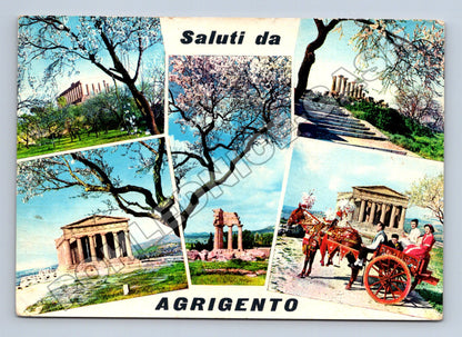 Pohlednice Itálie Agrigento chrámy a vůz (M34011)