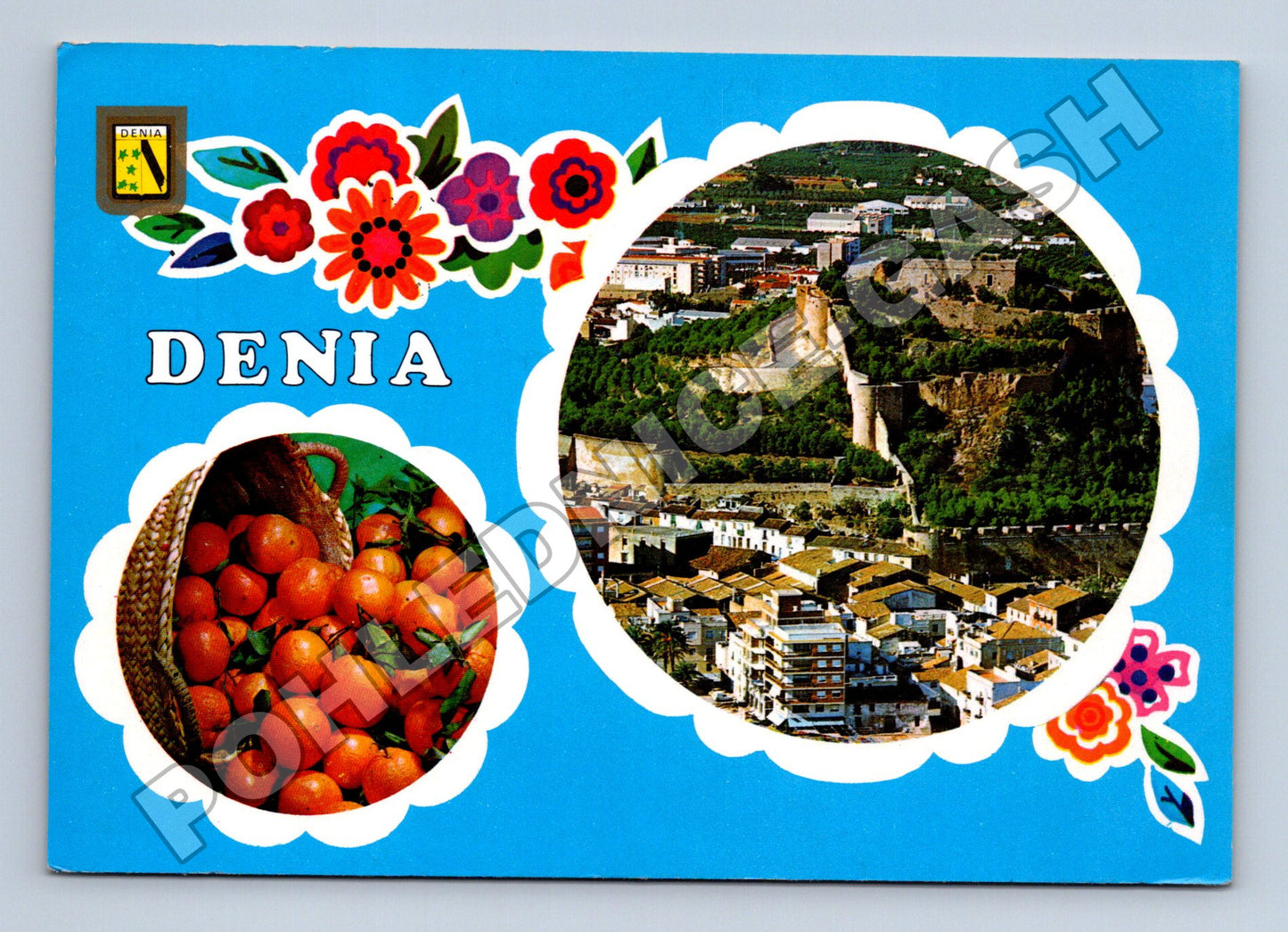 Pohlednice Španělsko Denia město a pomeranče 1993 (M34012)