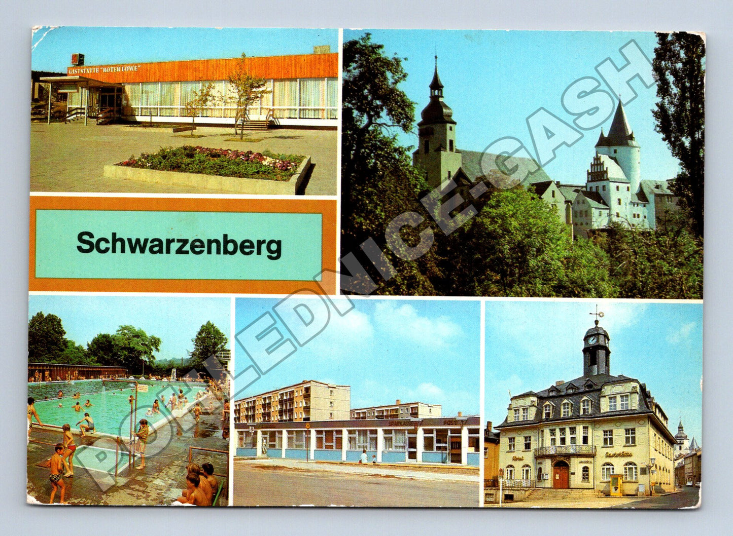 Pohlednice Německo Schwarzenberg různé pohledy 1982 (M34017)