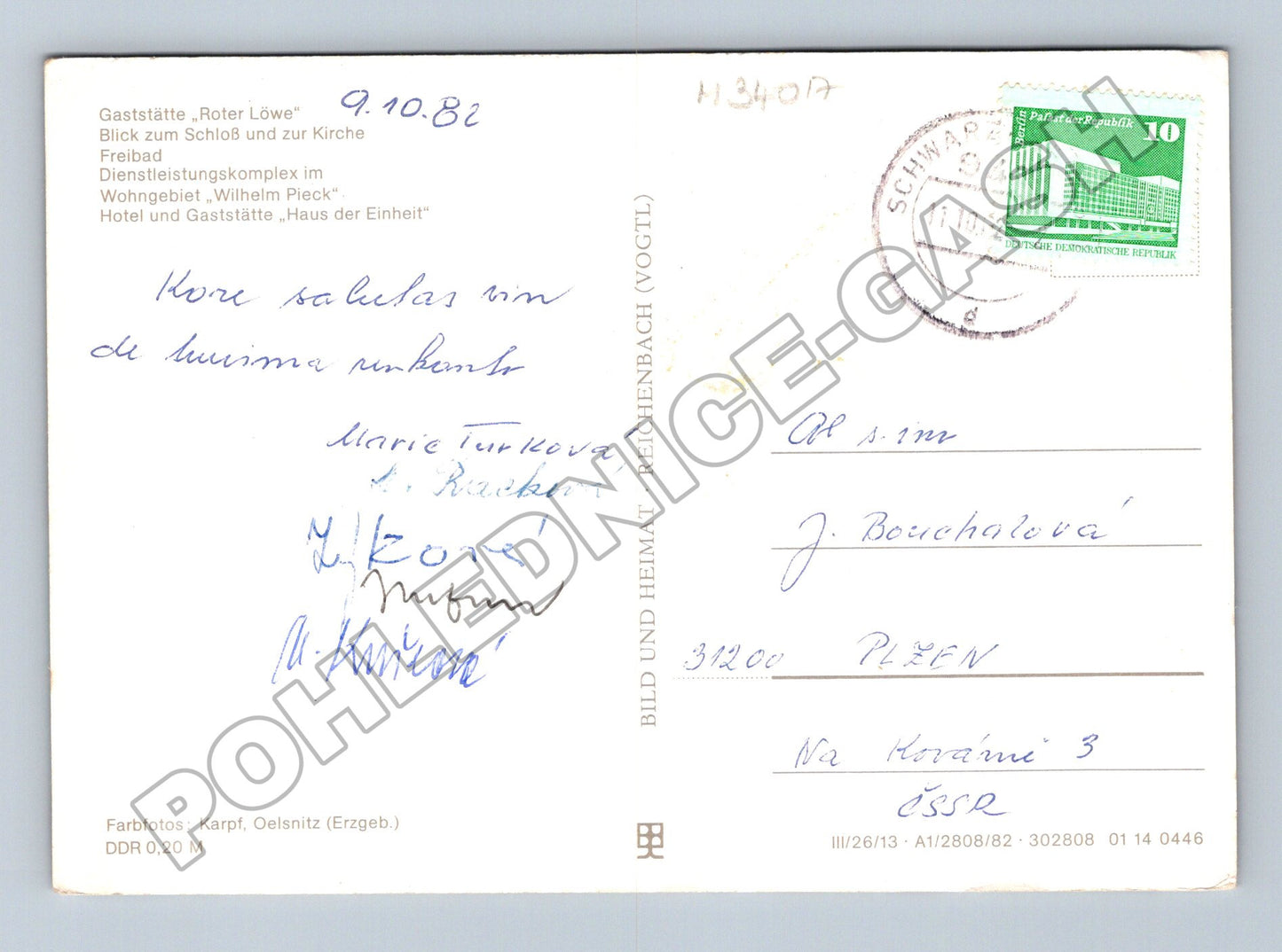 Pohlednice Německo Schwarzenberg různé pohledy 1982 (M34017)