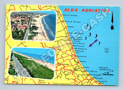 Pohlednice Itálie Alba Adriatica mapa a letecké snímky 1988 (M34031)