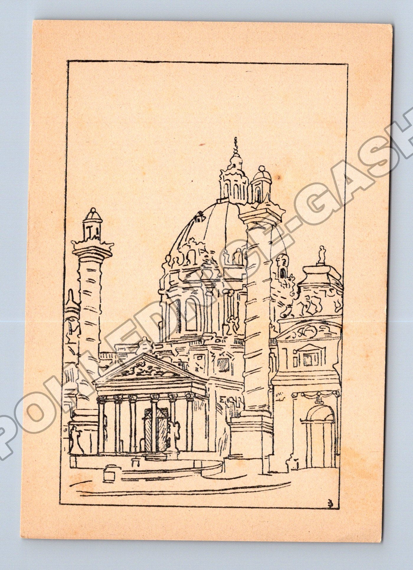 Pohlednice Rakousko Vídeň Karlskirche kresba (M34043)