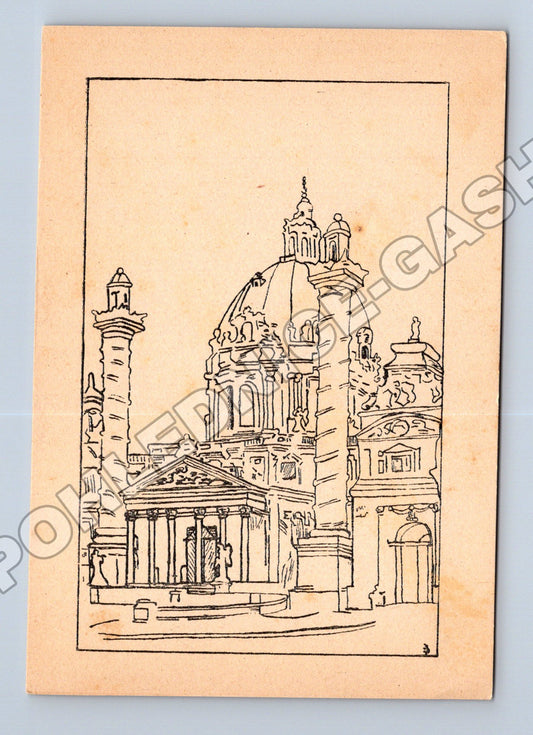 Pohlednice Rakousko Vídeň Karlskirche kresba (M34043)