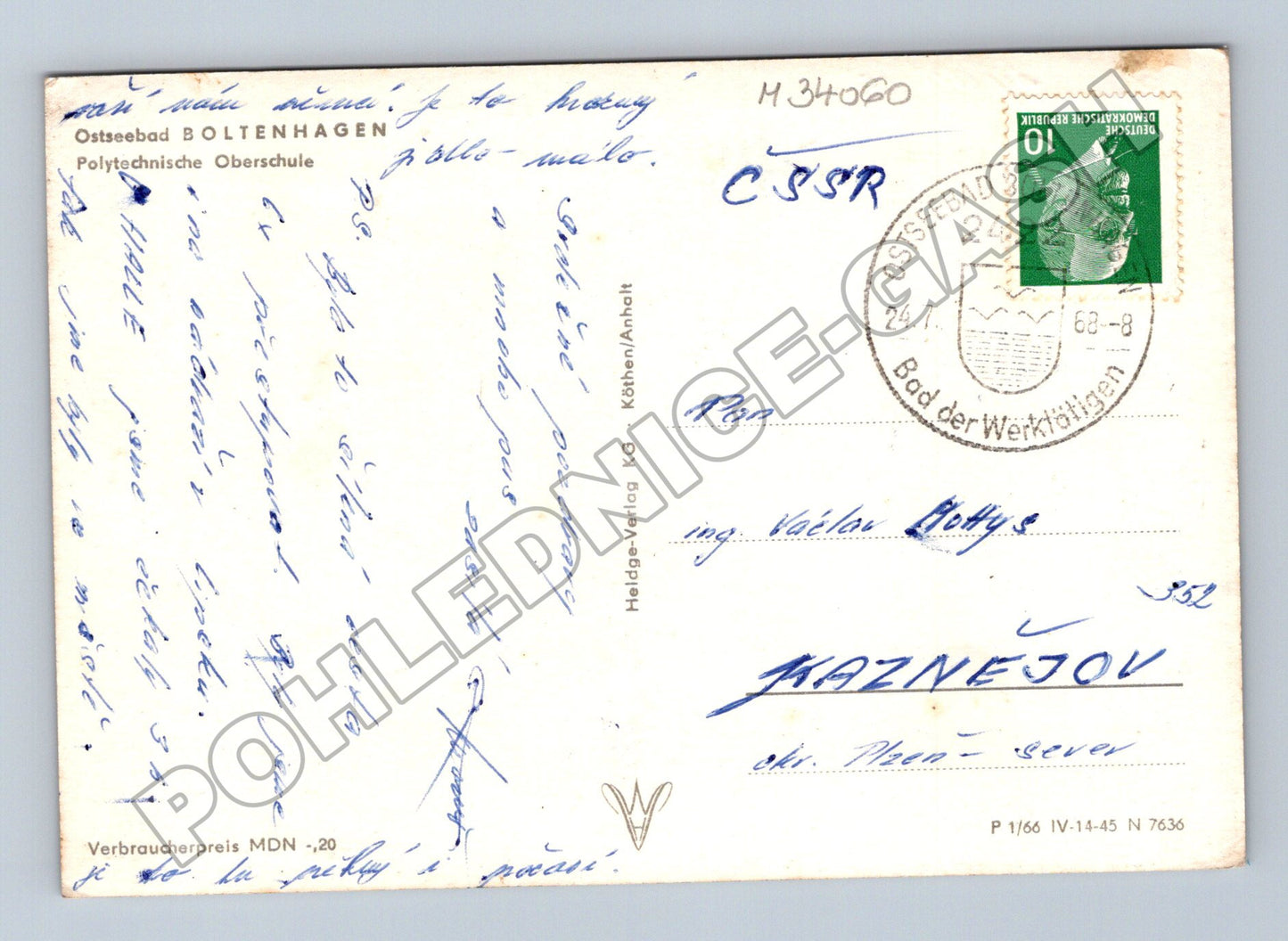 Pohlednice Německo Ostseebad Boltenhagen Oberschule 1968 (M34060)