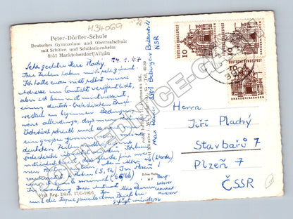 Pohlednice Německo Marktoberdorf škola letecký pohled 1967 (M34069)