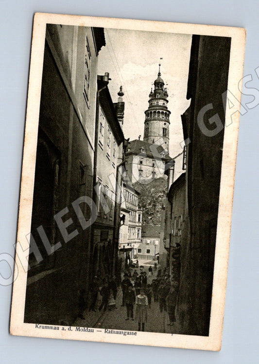 Pohlednice Český Krumlov Radniční ulice 1913 (M3407)