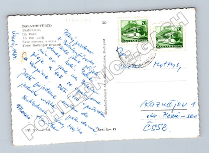 Pohlednice Maďarsko Balatonfüred park lodě 1964 (M34074)