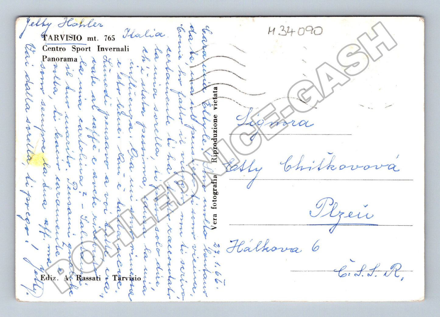 Pohlednice Itálie Tarvisio hory zasněžená krajina 1966 (M34090)
