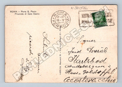 Pohlednice Itálie Řím Porta S. Paolo, Piramida Cestia 1934 (M34096)