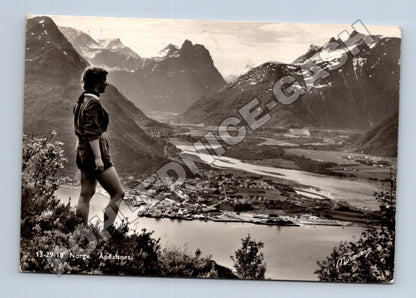 Pohlednice Norsko Andalsnes fjord žena 1956 (M34113)