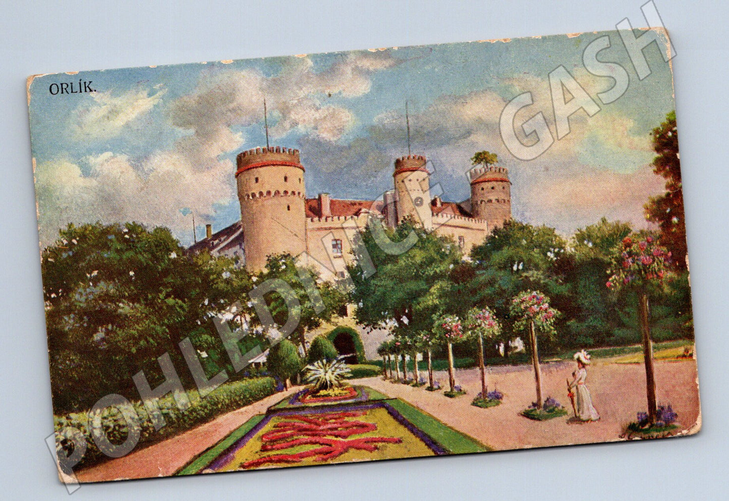 Pohlednice Orlík zámek kolorovaný 1921 (M3412)