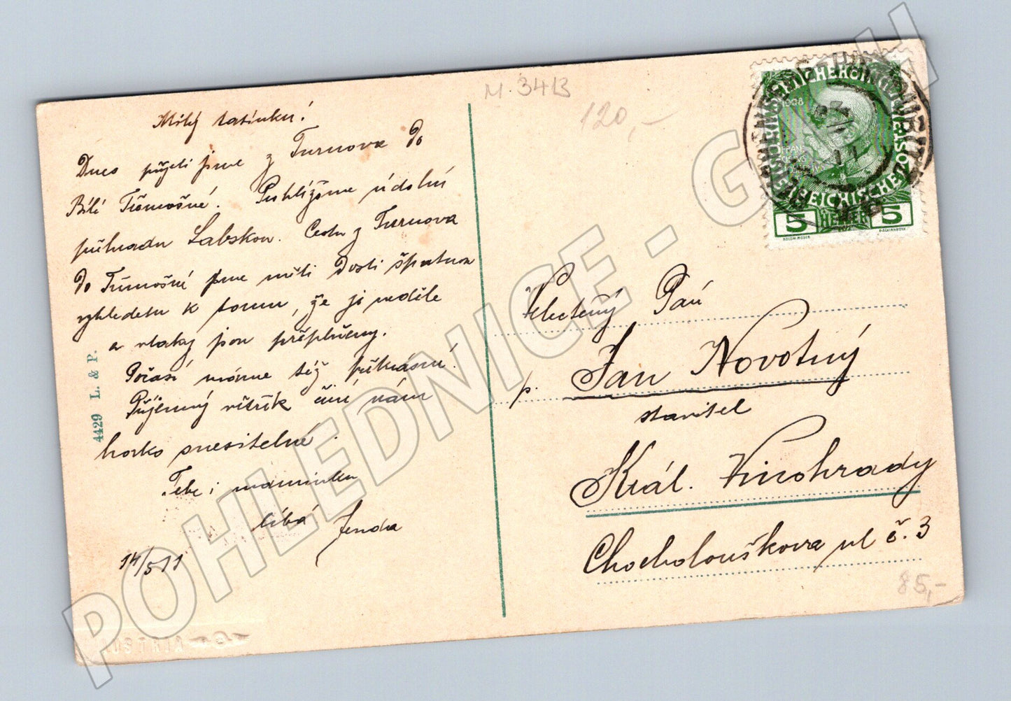 Pohlednice Frýdštejn kolorovaný motiv 1911 (M3413)