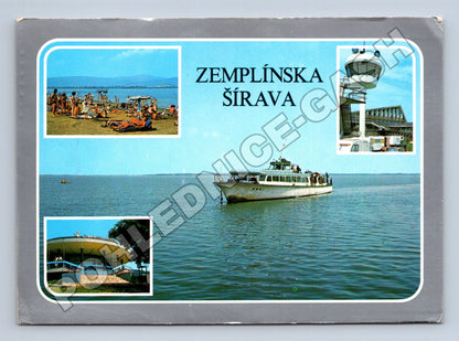 Pohlednice Slovensko Zemplínska Šírava loď, pláž a věž (M34134)