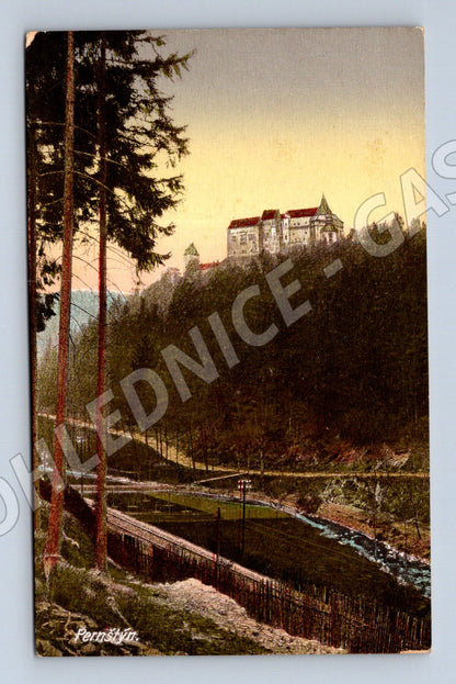 Pohlednice Hrad Pecka výhled přes údolí (M3415)