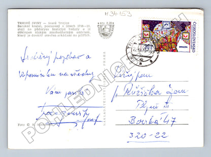 Pohlednice Trhové Sviny Svatá Trojice kostel 1973 (M34153)